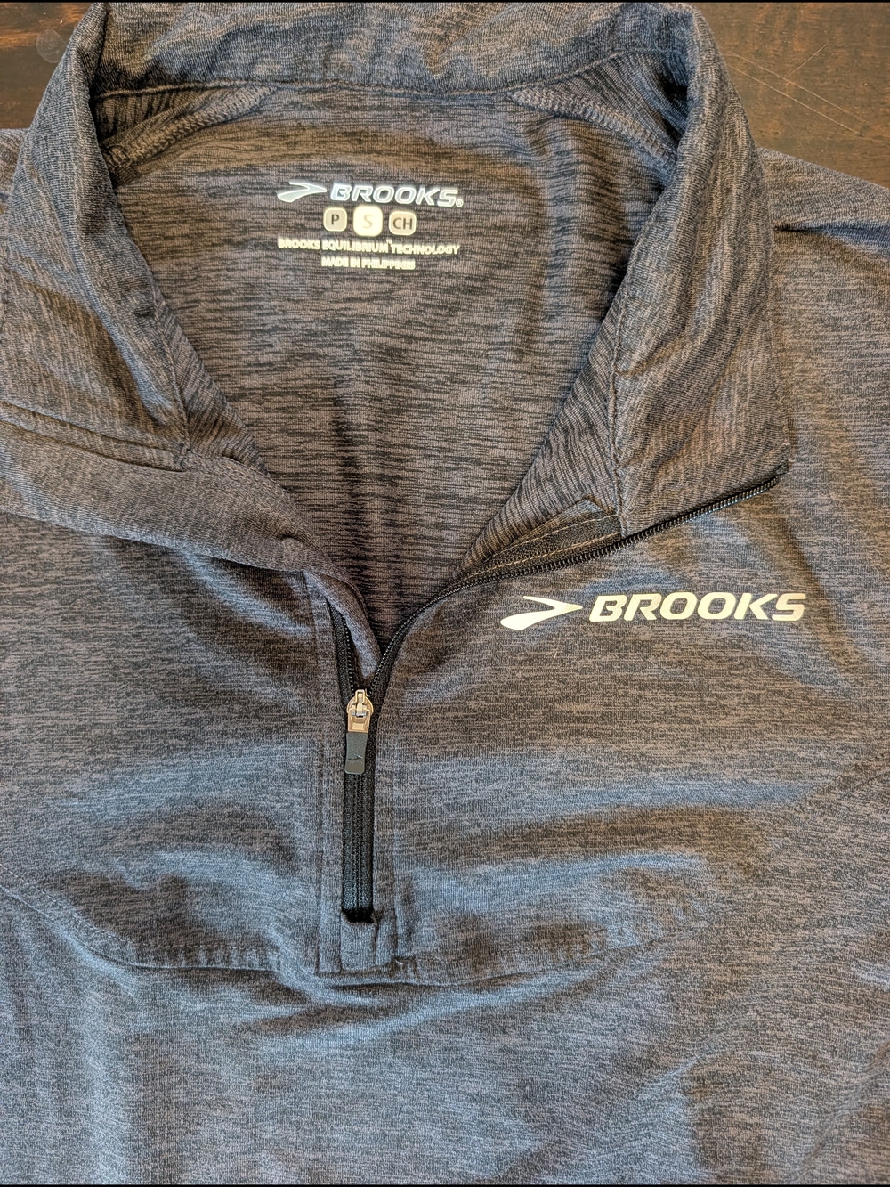 Brooks Women's S Long Sleeve Quarter-Zip Pullover Gray Blue Run Gym Active